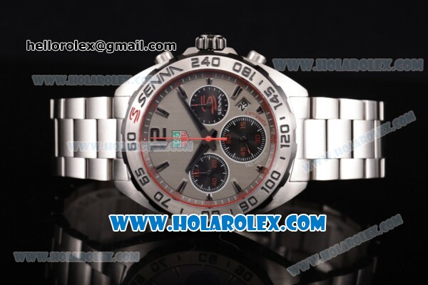 Tag Heuer Formula I Chronograph Senna Special Edition Miyota OS20 Quartz Full Steel with Grey Dial and Stick Markers - Click Image to Close